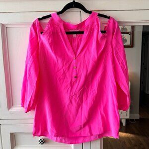 Lilly Pulitzer Sunny Shoulder Elsa Top Tiki Pink Women's SMALL VEUC